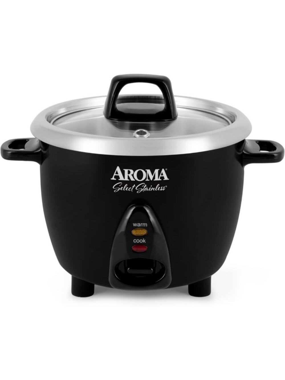 Stainless Steel Rice Cooker & Warmer, 3-Cup Uncooked, 6-Cup Cooked, Black